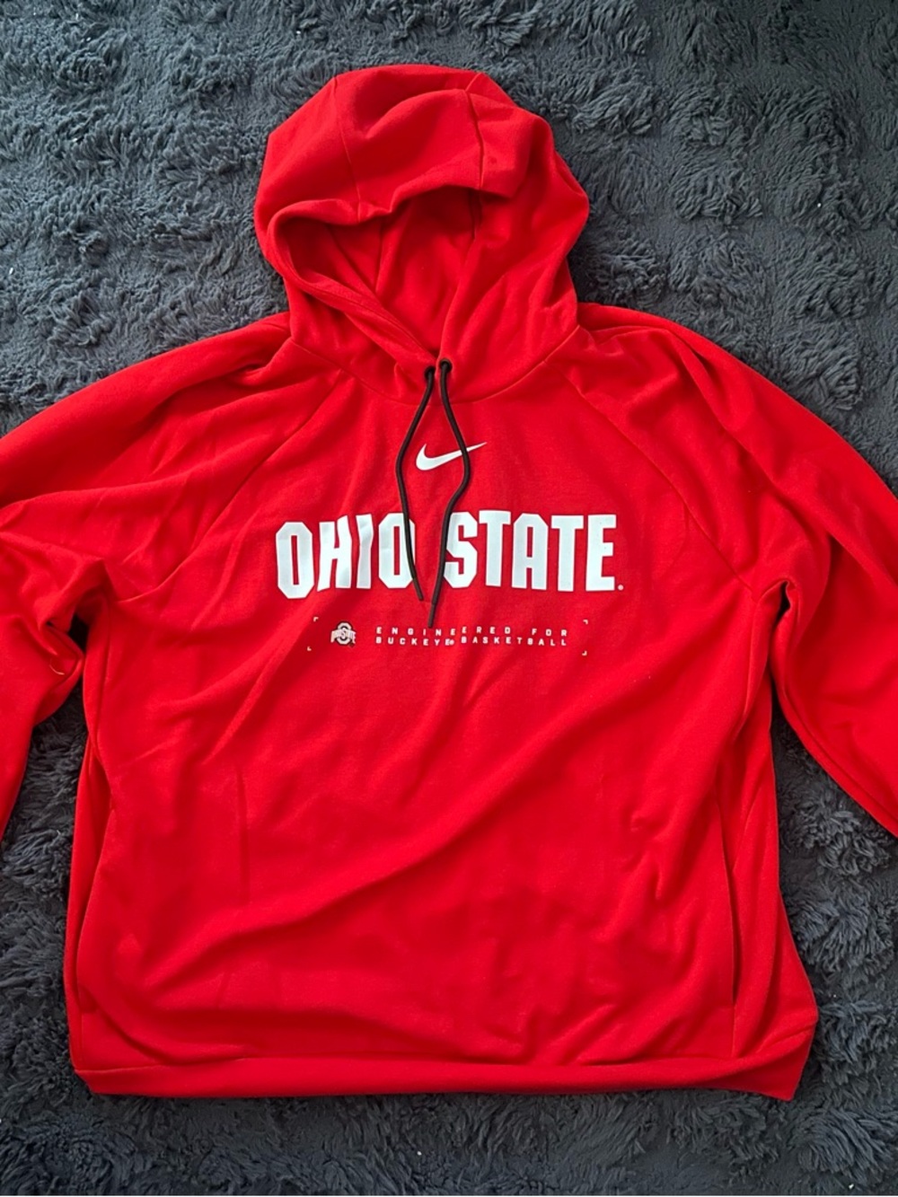 Nike Red Ohio State Basketball Pullover Hoodie with White Logo - Lebron James